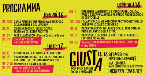 Programma GIUSTA FESTA 2022 Roma